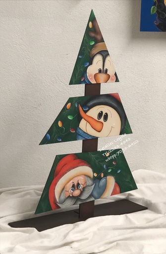 [L23-286] L23-286 Árbol de 3 piezas con base (pingüino, muñeco y santa)