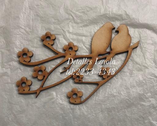 [L34-020] L34-020 Vintage Pajaros en rama con flores 15x9cm
