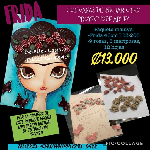 [L35-007] L35-007 KIT: Frida L13-205+9rosas+3mariposas y 12hojas